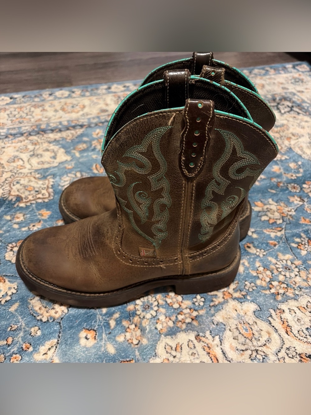 JUSTIN GYPSY WOMEN'S WESTERN LEATHER BOOTS, TWO TONE, SIZE 8.5